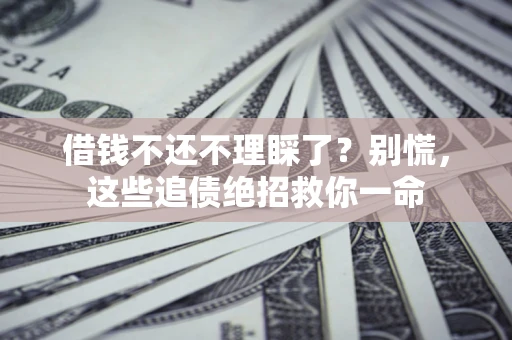 济南借钱不还不理睬了？别慌，这些追债绝招救你一命